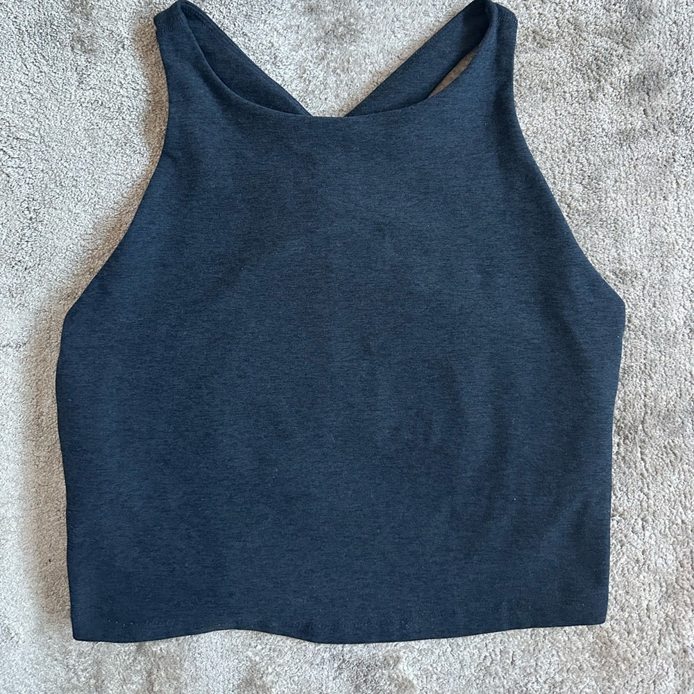 Beyond Yoga Black High-Neck Racerback Crop Top